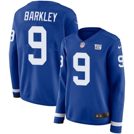 cheap Giants #9 Matt Barkley Royal Blue Team Color Women's Stitched NFL Limited Therma Long Sleeve Jersey