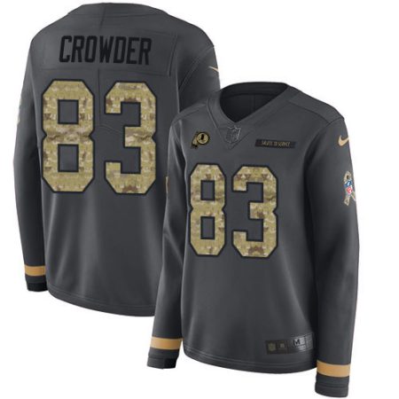 Commanders #83 Jamison Crowder Anthracite Salute to Service Women's Stitched NFL Limited Therma Long Sleeve Jersey