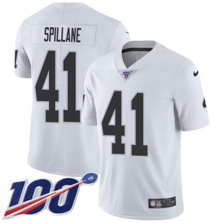 Raiders #41 Robert Spillane White Youth Stitched NFL 100th Season Vapor Limited Jersey