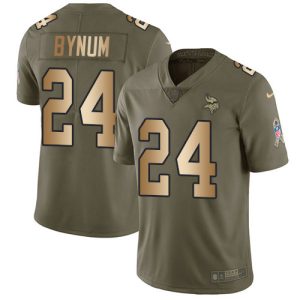 Vikings #24 Camryn Bynum Olive/Gold Youth Stitched NFL Limited 2017 Salute To Service Jersey