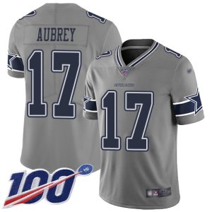 cheap Cowboys #17 Brandon Aubrey Gray Men's Stitched NFL Limited Inverted Legend 100th Season Jersey