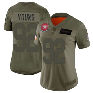 elite 49ers #92 Chase Young Camo Women's Stitched NFL Limited 2019 Salute To Service Jersey