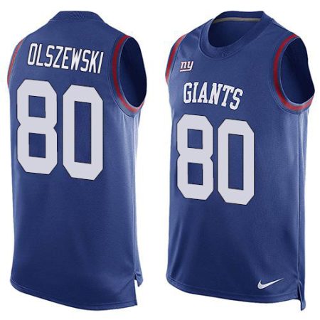 giants #80 gunner olszewski royal blue team color men's stitched nfl limited tank top cheap jersey