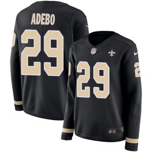 Saints #29 Paulson Adebo Black Team Color Women's Stitched NFL Limited Therma Long Sleeve Jersey