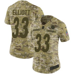 Steelers #33 Jalen Elliott Camo Women's Stitched NFL Limited 2018 Salute To Service Jersey