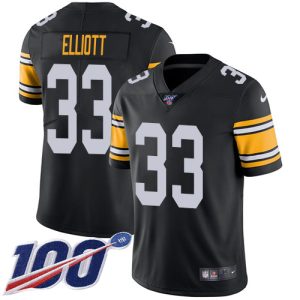 Steelers #33 Jalen Elliott Black Alternate Youth Stitched NFL 100th Season Vapor Limited Jersey