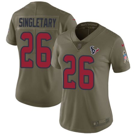 wholesale Texans #26 Devin Singletary Olive Women's Stitched NFL Limited 2017 Salute To Service Jersey