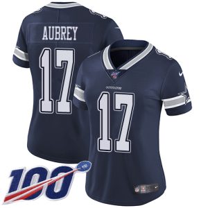 cheap Cowboys #17 Brandon Aubrey Navy Blue Team Color Women's Stitched NFL 100th Season Vapor Untouchable Limited Jersey