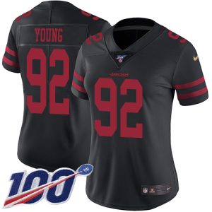 49ers #92 Chase Young Black Alternate Women's Stitched NFL 100th Season Vapor Limited Jersey