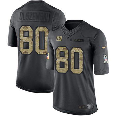 Giants #80 Gunner Olszewski Black Men's Stitched NFL Limited 2016 Salute to Service Jersey