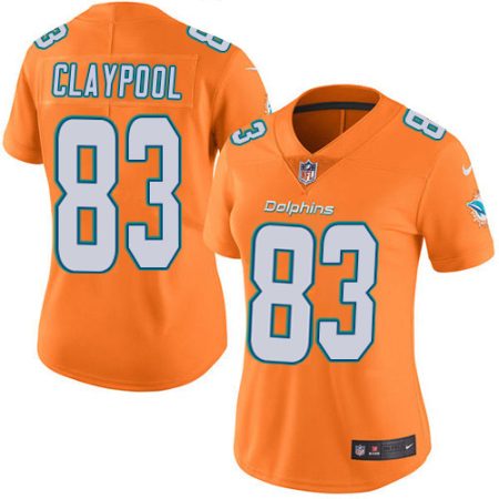 Dolphins #83 Chase Claypool Orange Women's Stitched NFL Limited Rush Jersey