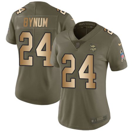 elite Vikings #24 Camryn Bynum Olive/Gold Women's Stitched NFL Limited 2017 Salute To Service Jersey