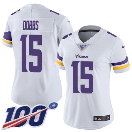 vikings #15 josh dobbs white women's stitched nfl 100th season vapor untouchable limited elite jersey