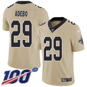 Saints #29 Paulson Adebo Gold Men's Stitched NFL Limited Inverted Legend 100th Season Jersey