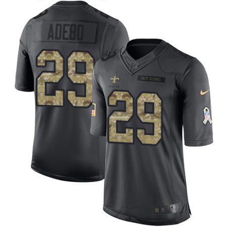 Saints #29 Paulson Adebo Black Youth Stitched NFL Limited 2016 Salute To Service Jersey