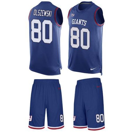 wholesale Giants #80 Gunner Olszewski Royal Blue Team Color Men's Stitched NFL Limited Tank Top Suit Jersey