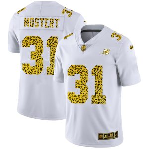 elite Miami Dolphins #31 Raheem Mostert Men's Flocked Leopard Print Vapor Limited NFL Jersey White