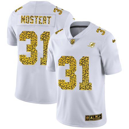 elite Miami Dolphins #31 Raheem Mostert Men's Flocked Leopard Print Vapor Limited NFL Jersey White