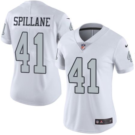 Raiders #41 Robert Spillane White Women's Stitched NFL Limited Rush Jersey