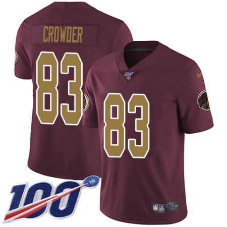 commanders #83 jamison crowder burgundy red alternate men's stitched nfl 100th season vapor limited elite jersey