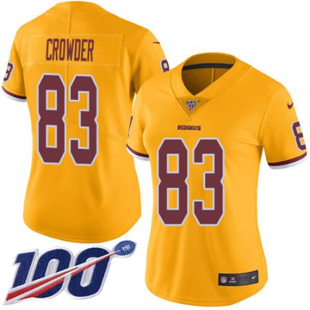 Commanders #83 Jamison Crowder Gold Women's Stitched NFL Limited Rush 100th Season Jersey