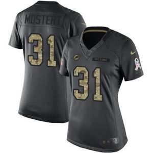 cheap Dolphins #31 Raheem Mostert Black Women's Stitched NFL Limited 2016 Salute to Service Jersey