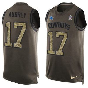 Cowboys #17 Brandon Aubrey Green Men's Stitched NFL Limited Salute To Service Tank Top Jersey