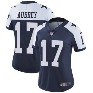 Cowboys #17 Brandon Aubrey Navy Blue Thanksgiving Women's Stitched NFL Vapor Throwback Limited Jersey