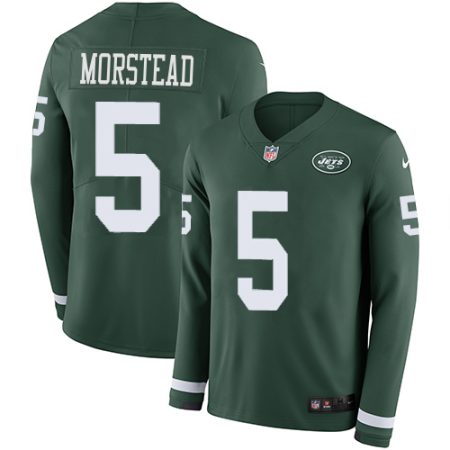 Jets #5 Thomas Morstead Green Team Color Men's Stitched NFL Limited Therma Long Sleeve Jersey