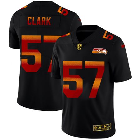 elite Seattle Seahawks Jersey #57 Frank Clark Men's Black Red Orange Stripe Vapor Limited NFL Jersey