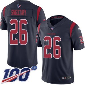 texans #26 devin singletary navy blue men's stitched nfl limited rush 100th season cheap jersey