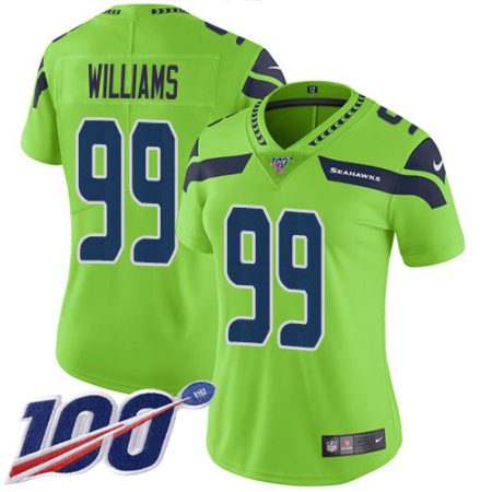 Seahawks #99 Leonard Williams Green Women's Stitched NFL Limited Rush 100th Season Jersey