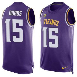 Vikings #15 Josh Dobbs Purple Team Color Men's Stitched NFL Limited Tank Top Jersey