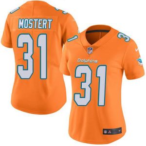 wholesale Dolphins #31 Raheem Mostert Orange Women's Stitched NFL Limited Rush Jersey