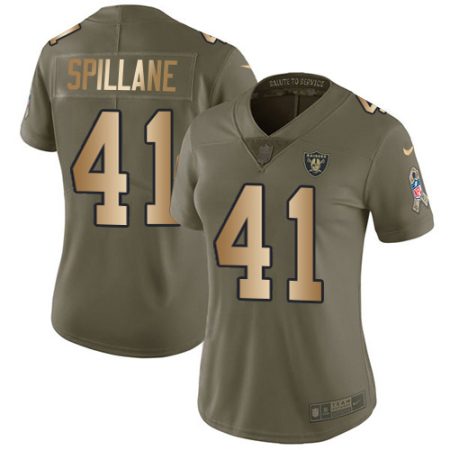 Raiders #41 Robert Spillane Olive/Gold Women's Stitched NFL Limited 2017 Salute to Service Jersey