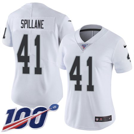 wholesale Raiders #41 Robert Spillane White Women's Stitched NFL 100th Season Vapor Untouchable Limited Jersey