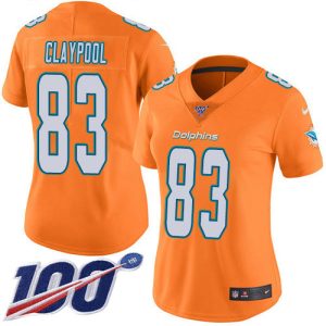 Dolphins #83 Chase Claypool Orangen Women's Stitched NFL Limited Rush 100th Season Jersey