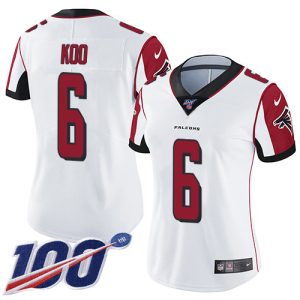 cheap Falcons #6 Younghoe Koo White Stitched Women's NFL 100th Season Vapor Untouchable Limited Jersey