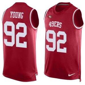 wholesale 49ers #92 Chase Young Red Team Color Men's Stitched NFL Limited Tank Top Jersey