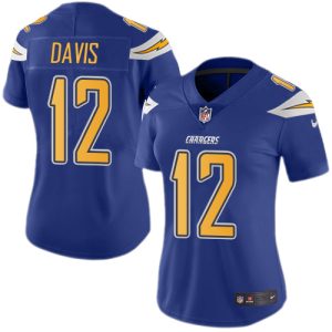 chargers #12 derius davis electric blue women's stitched nfl limited rush cheap jersey