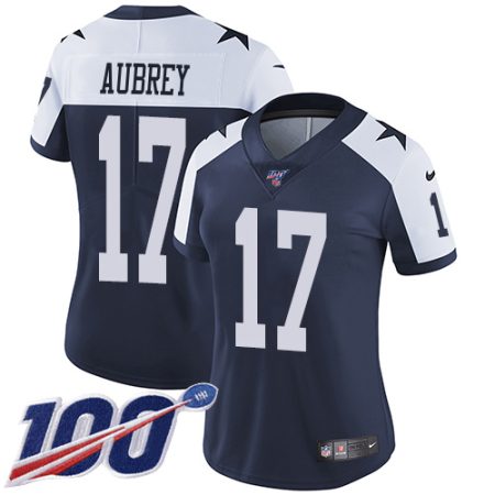 cheap Cowboys #17 Brandon Aubrey Navy Blue Thanksgiving Women's Stitched NFL 100th Season Vapor Throwback Limited Jersey