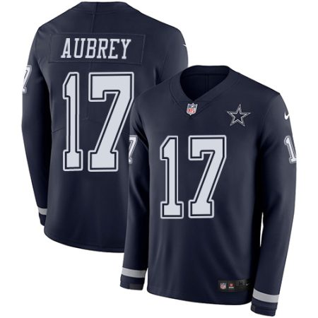 Cowboys #17 Brandon Aubrey Navy Blue Team Color Youth Stitched NFL Limited Therma Long Sleeve Jersey