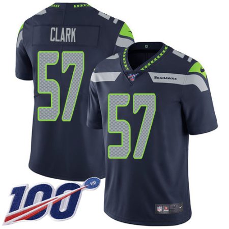 seahawks #57 frank clark steel blue team color men's stitched nfl 100th season vapor untouchable limited elite jersey