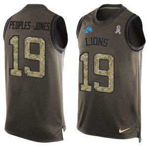 elite Lions #19 Donovan Peoples-Jones Green Men's Stitched NFL Limited Salute To Service Tank Top Jersey