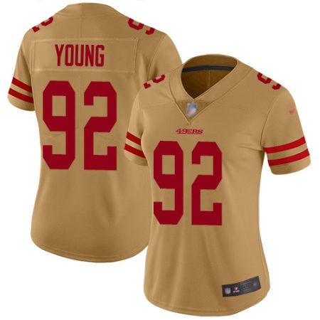 wholesale 49ers #92 Chase Young Gold Women's Stitched NFL Limited Inverted Legend Jersey