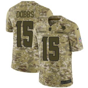 Vikings #15 Josh Dobbs Camo Youth Stitched NFL Limited 2018 Salute To Service Jersey