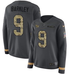 wholesale Giants #9 Matt Barkley Anthracite Salute to Service Women's Stitched NFL Limited Therma Long Sleeve Jersey