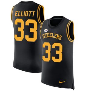 cheap Steelers #33 Jalen Elliott Black Team Color Men's Stitched NFL Limited Rush Tank Top Jersey