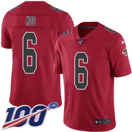 falcons #6 younghoe koo red stitched youth nfl limited rush 100th season cheap jersey