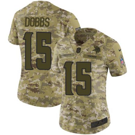 cheap Vikings #15 Josh Dobbs Camo Women's Stitched NFL Limited 2018 Salute To Service Jersey